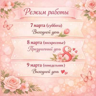График работы библиотеки в связи с празднованием Международного женского дня